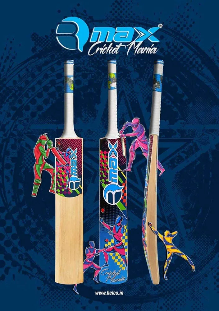 RMax Kashmir Willow Leather Ball Cricket Bat with Bat Cover 