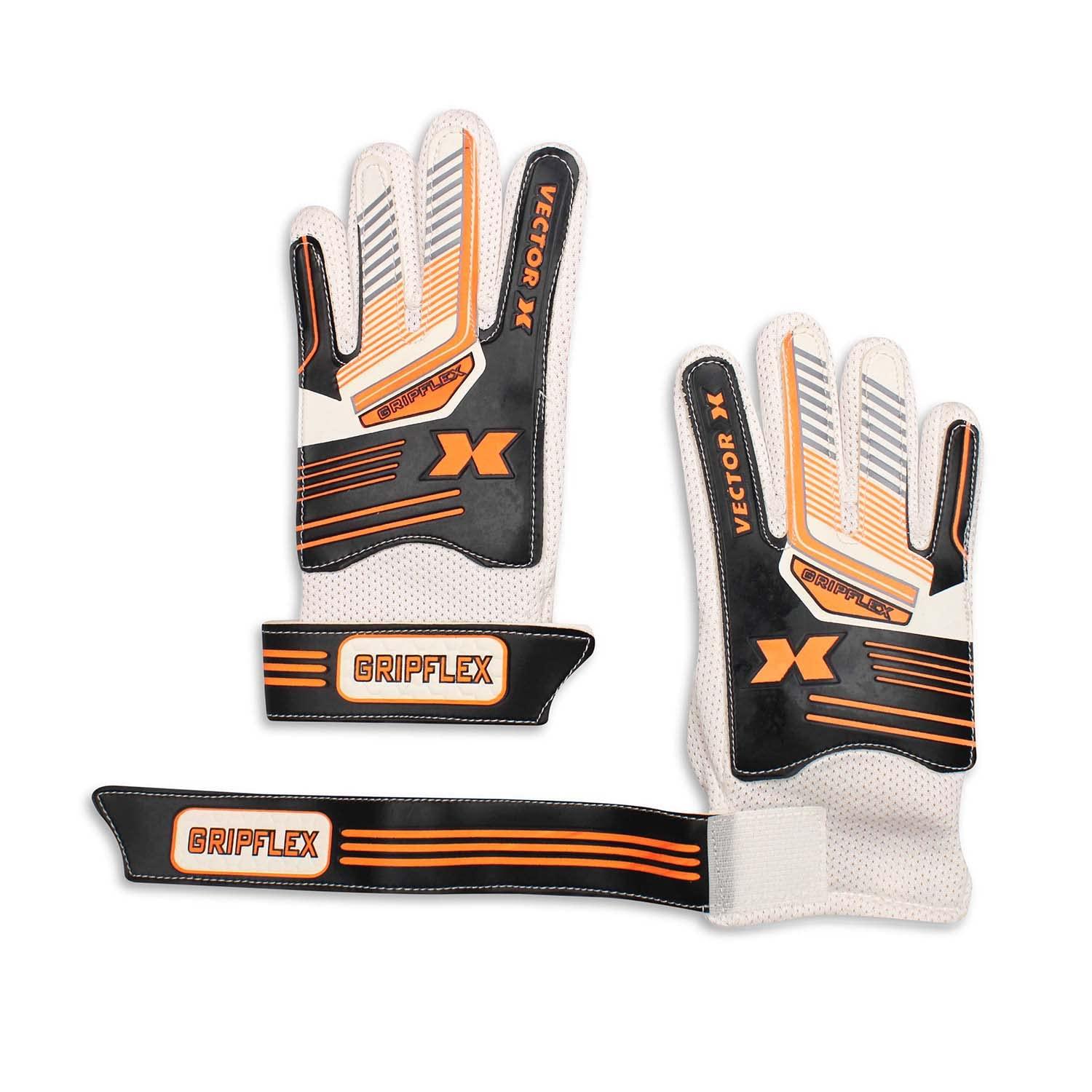 VECTOR X Gripflex Goalkeeping Gloves (White, Black, Orange)