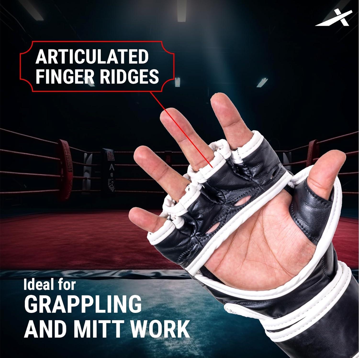 Vector X Attack MMA Black Thumb Protection Grappling Gloves