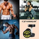 COUGAR Solid Rubber Coated Bouncer Fixed Weight Dumbbell Ideal for Beginners and Advanced Users for Fitness and Strength Training 7.5Kg x 2 Black