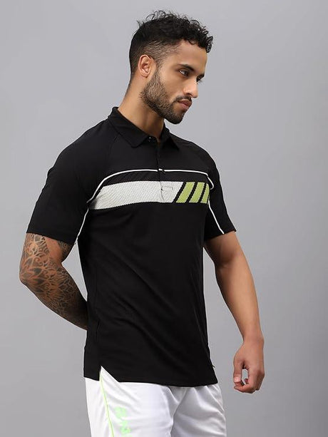 Vector X Mens Printed Polo Collar Neck Stylish Polyester T-Shirts