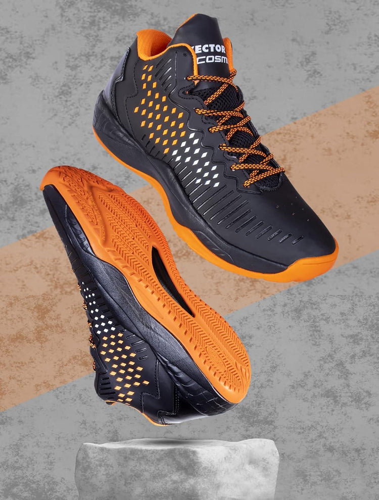 VECTOR X Cosmic Basketball Shoes For Men (Blk-Orng)