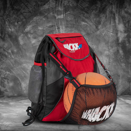 Storm Soccer Red Black Football Equipment Bag | Sports Men Boys Drawstring Backpack | Mobile Bottle Holder Pocket | Gym Bag