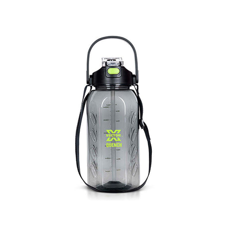 Vector X Quench Gallon 2200 ml Plastic Water Bottle with Time Marker + Carry Handle Reusable Gym Sports Outdoor Large 2.2 LTR Water Jug BPA-Free, Unbreakable, Freezer Safe