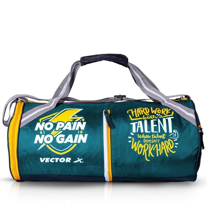 Vector X No Pain Gym Duffel 22L Sports Bag for Men and Women with Shoes Compartment Polyester | Front Utility Pocket |Durable Base | Adjustable Shoulder Strap