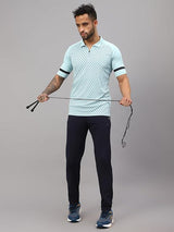 Vector X Mens Sports Wear Polyester Front Printed Collar Neck with Front Zipper Opening Half Sleeves T-shirt For Running, Training, Athletic
