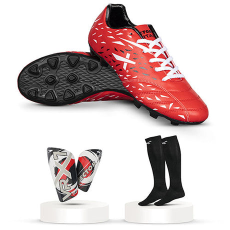 Vector X Combo Titan Football Shoes with Socks & Shinguard Football Shoes for Men