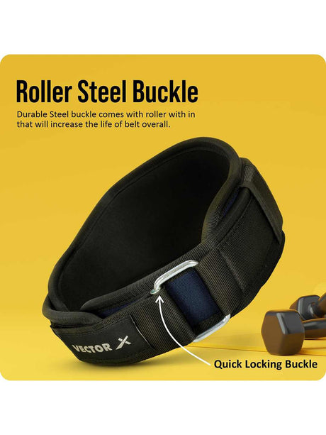 Vector X Go Fit 6 Inch Weight Lifting Gym Belt Quick Locking Gym Belt Fitness Weightlifting Belt for Squats, Weightlifting and Strength Training