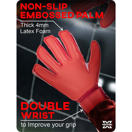 Vector X Quantum Goalkeeper Gloves, Soccer Gloves, Goalie Gloves, Breathable Football Gloves| 4mm Latex Material to Give Protection| for Kids Youth & Adult