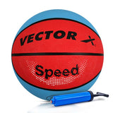 Vector X 8 Panel Speed Rubber Moulded Indoor/Outdoor Basketball with Butyl Bladder (Suitable for Practice/Match/Training) + Free Air Needle
