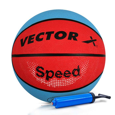 Vector X 8 Panel Speed Rubber Moulded Indoor/Outdoor Basketball with Butyl Bladder (Suitable for Practice/Match/Training) + Free Air Needle