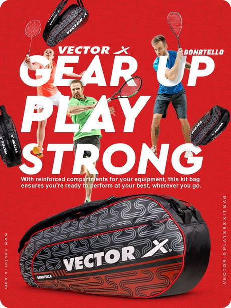 Vector X Donatello Water Resistant 4 Compartment Badminton Bag with Padded Shoulder Strap