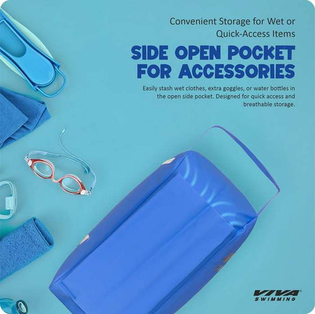 Viva Swimming SEA-Hoax Unisex Spacious Main Compartment kit Bag for Carrying Swimming Accessories Like Goggle, Cap, Kickboard+Extra 1 Side Pocket|Lightweight, Waterproof, Durable