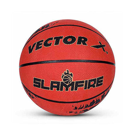 Vector X Slamfire 8 Panel Rubber Moulded Basketball|Size 7 Match Ball|Suitable for Practice Games & Training|Indoor Outdoor|Ideal for Kids, Youth & Adults|Suitable for All Surfaces (Black)