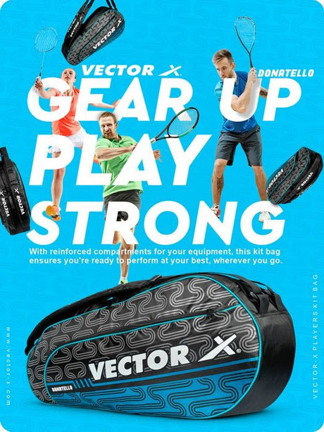 Vector X Donatello Water Resistant 4 Compartment Badminton Bag with Padded Shoulder Strap