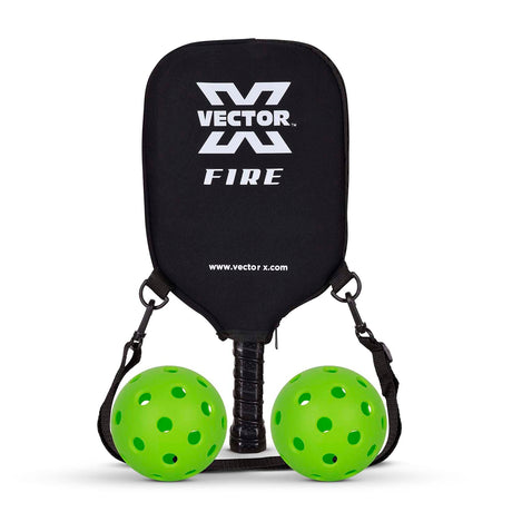 Vector X FIRE Pickle Bat, Lightweight Carbon Fiber Material, Face Honeycomb Composite Core Paddle Low Edge Guard, Durable, Lightweight Pickleball Racket (1 Racket+ 2 Pickle Ball+Carry Bag)