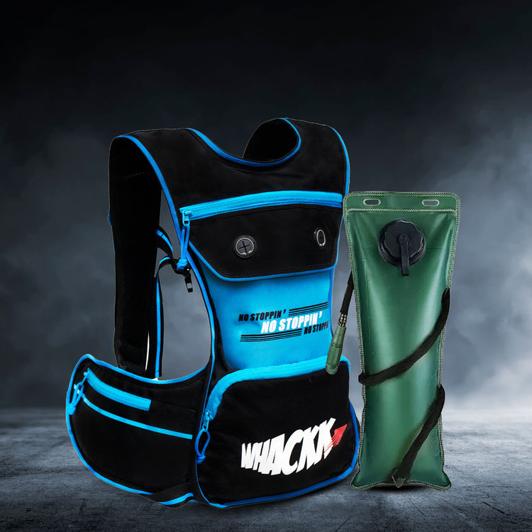Whizz Black Blue Running Bag |Unisex Camping & Hiking | Hydration Pouch Compartment w. Connecting Water ducts Pockets |Exercise & Fitness|Motorcycle Trekking Outdoor