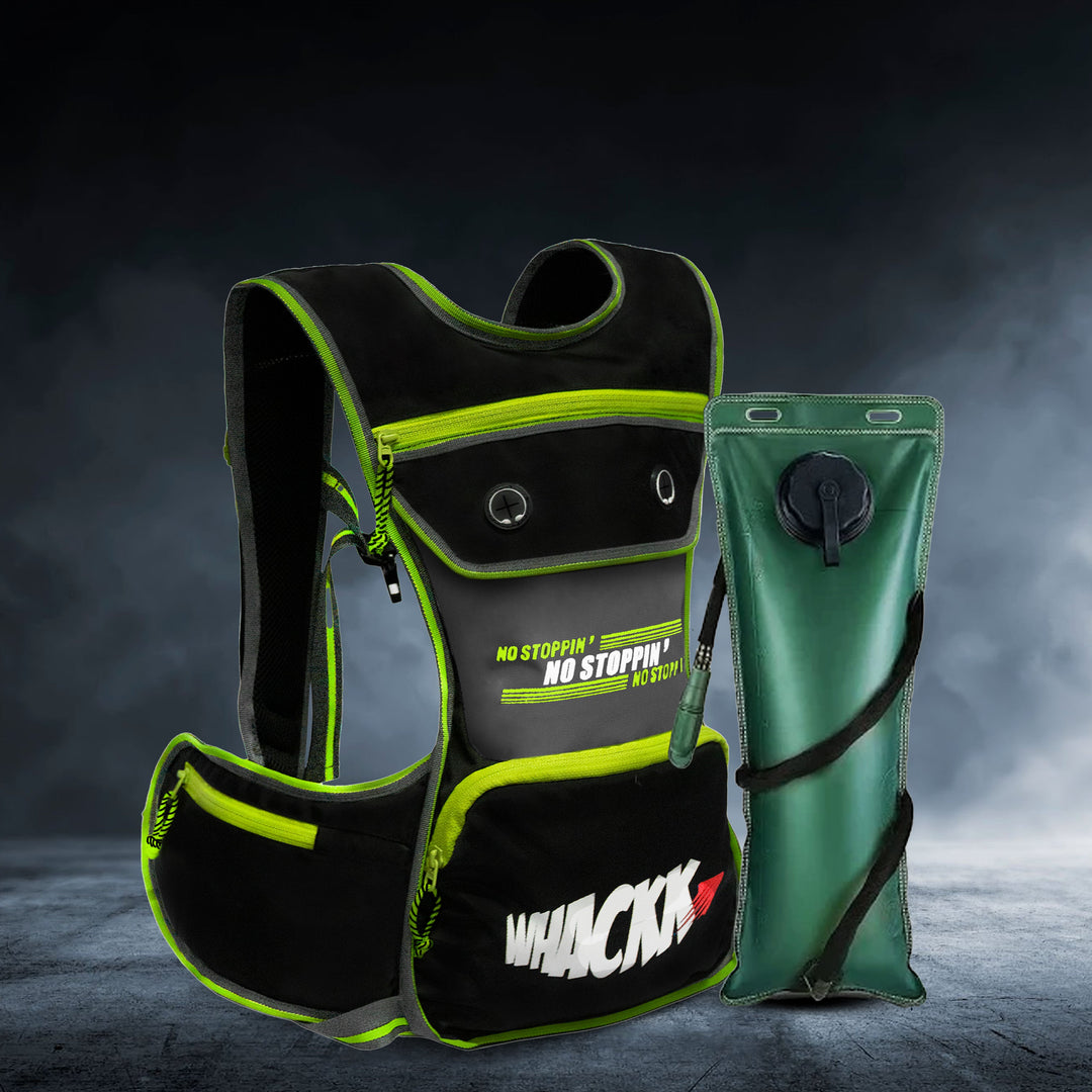 Whizz Green Running Bag |Unisex Camping & Hiking | Hydration Pouch Compartment w. Connecting Water ducts Pockets |Exercise & Fitness|Motorcycle Trekking Outdoor