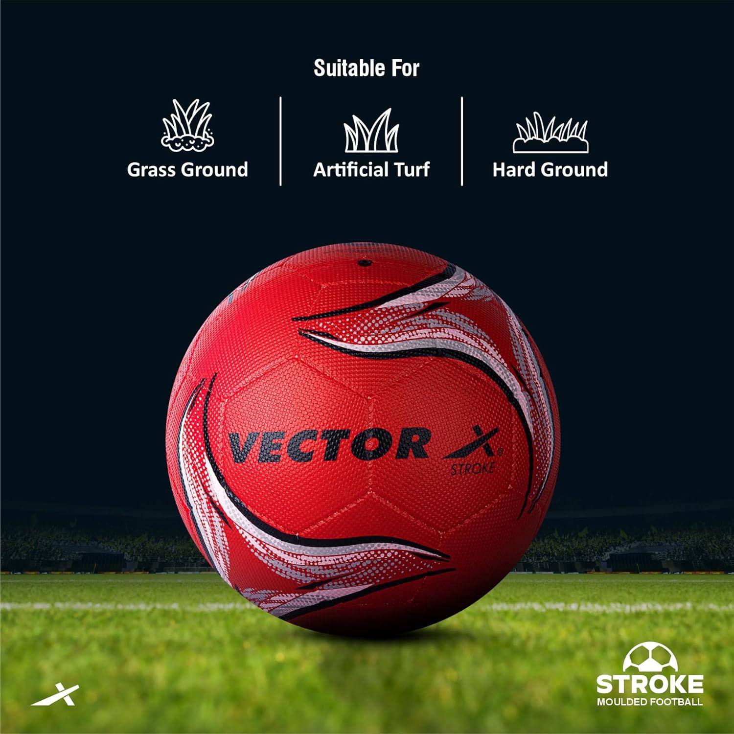 Vector X Stroke Football | Rubberized Moulded | Suitable for Hard Ground Without Grass | Training Ball | Soccer Ball | for Men/Women