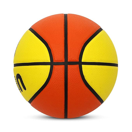 Aivin Onset Basketball Rubberized Moulded Basketball Game for Match, Training, Outdoor Ball, Durable for Practice, Waterproof and Suitable for All Surface, 8 Panel, Material-Rubber (RedYellow) Size-5