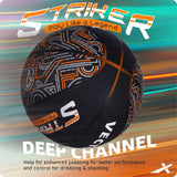 Vector X 8 Panel Striker Rubber Moulded Indoor Outdoor Game Ball with Needle, Street Basketball for Men, Adults & Youth, Official Size 7, Black/Orange Colour