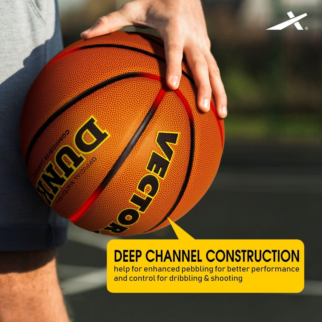Vector X Dunk Premium PU Cover Professional Basketball with Free Air Needle for Indoor-Outdoor (Color : Brown)