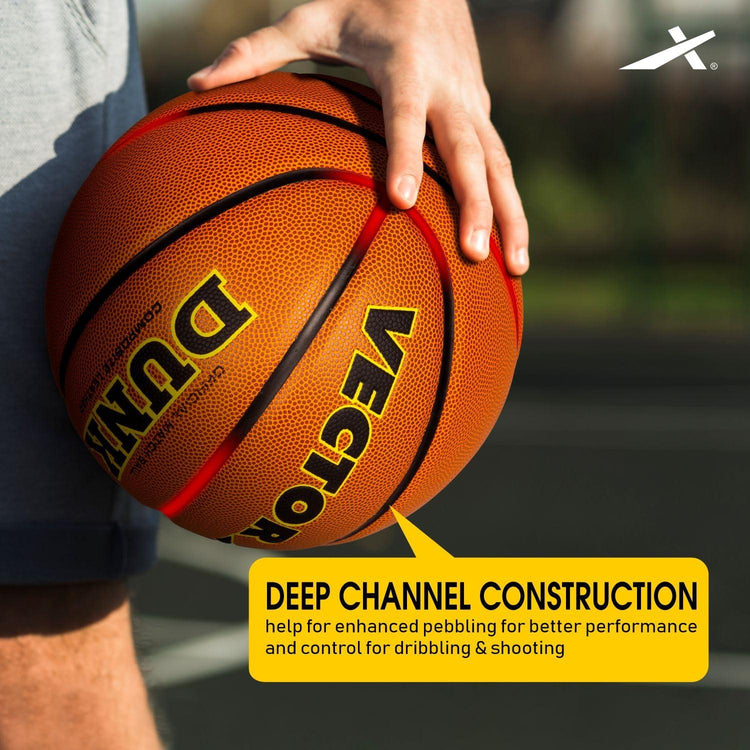 Vector X Dunk Premium PU Cover Professional Basketball with Free Air Needle for Indoor-Outdoor (Color : Brown)