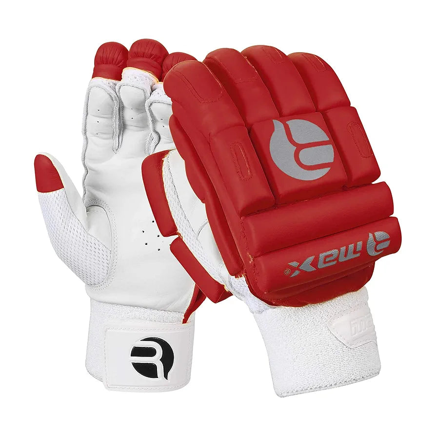 RMAX Unisex Leather & PU Cricket Batting Gloves Superior Grip, Optimum Protection, Ventilated Palm, Lightweight Design  