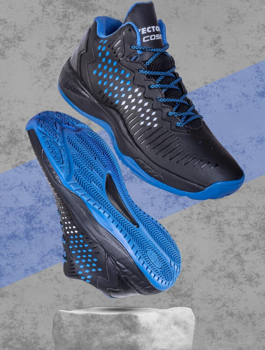 VECTOR X Cosmic Basketball Shoes For Men (Blk-Orng)