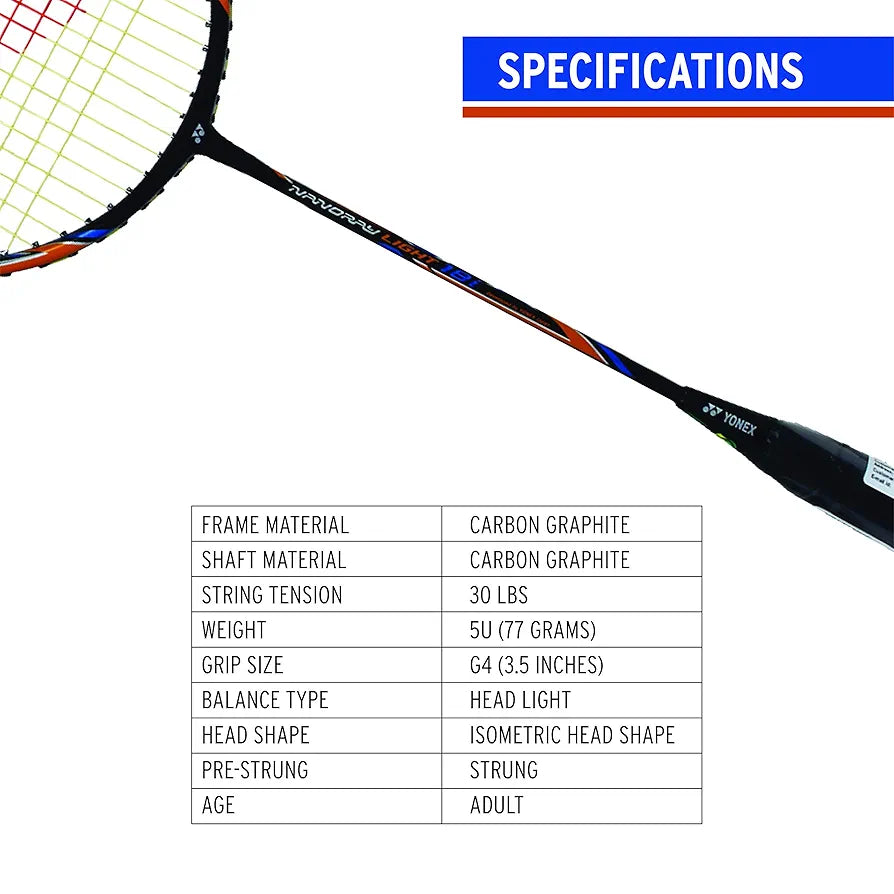 Yonex Nanoray Light 18i Graphite Badminton Racquet With Free Full Cover 