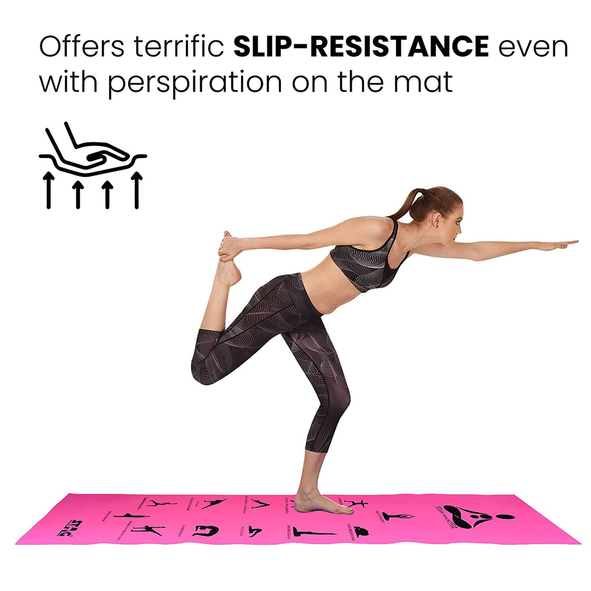 STAG GLOBAL Yoga Mantra Asana Pink Mat With Strap, 4MM Thickness