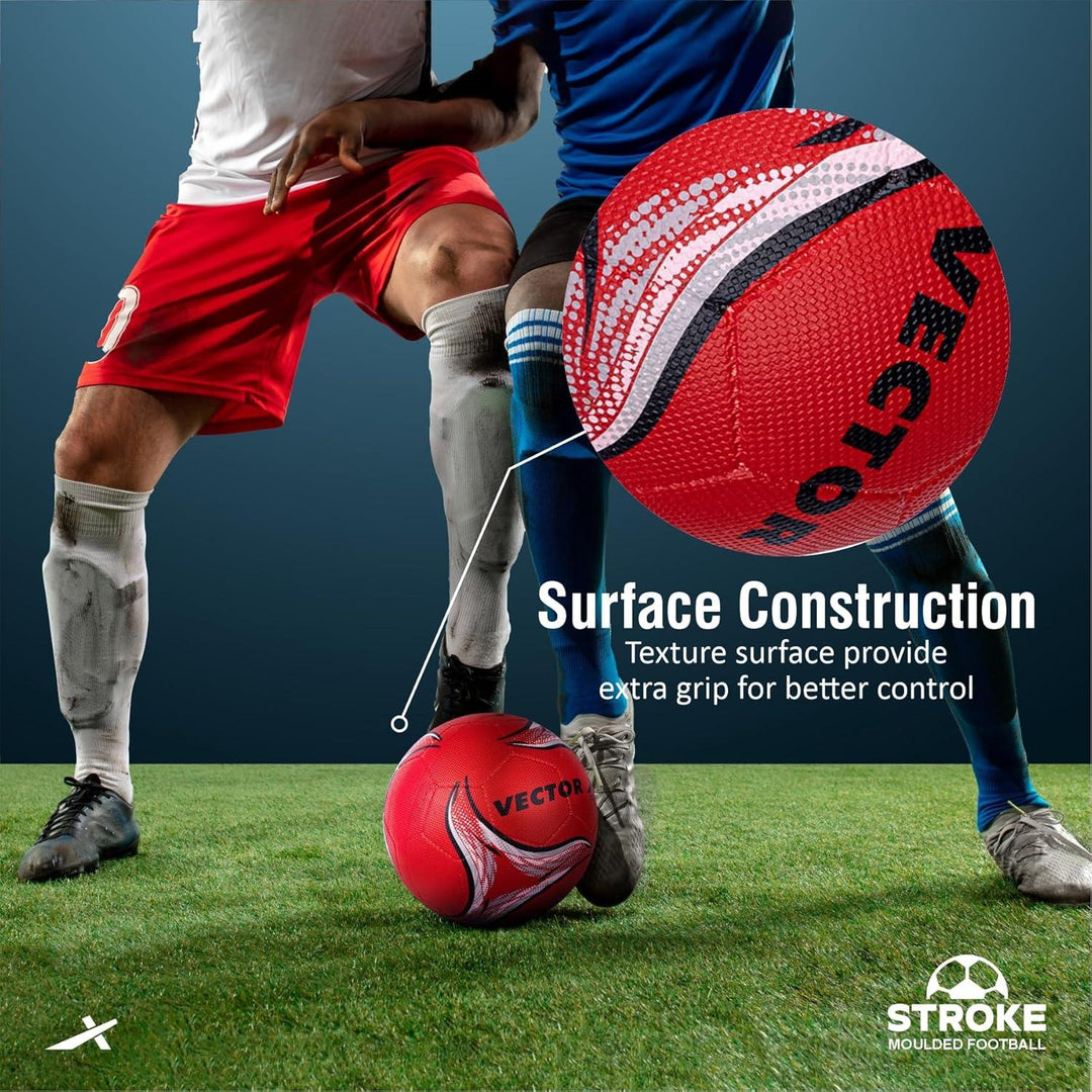 Vector X Stroke Football | Rubberized Moulded | Suitable for Hard Ground Without Grass | Training Ball | Soccer Ball | for Men/Women