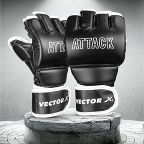 Vector X Attack MMA Black Thumb Protection Grappling Gloves