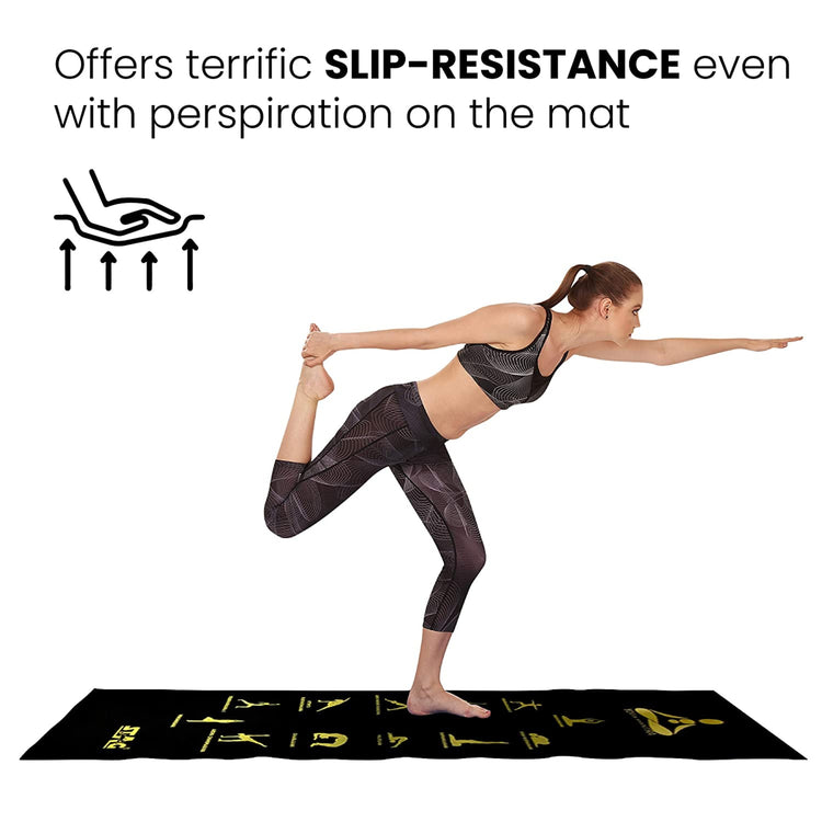 STAG GLOBAL Yoga Mantra Asana Black Mat With Strap, 4MM Thickness
