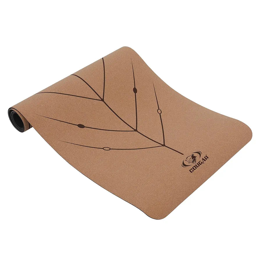 COUGAR Cork Rubber Yoga Mat for Women and Men 8 MM Thick Exercise Yoga Mat for Workout, Yoga, Fitness, Exercise Mat Anti Slip Mat, Yoga Mat 8 mm Gym Mat 