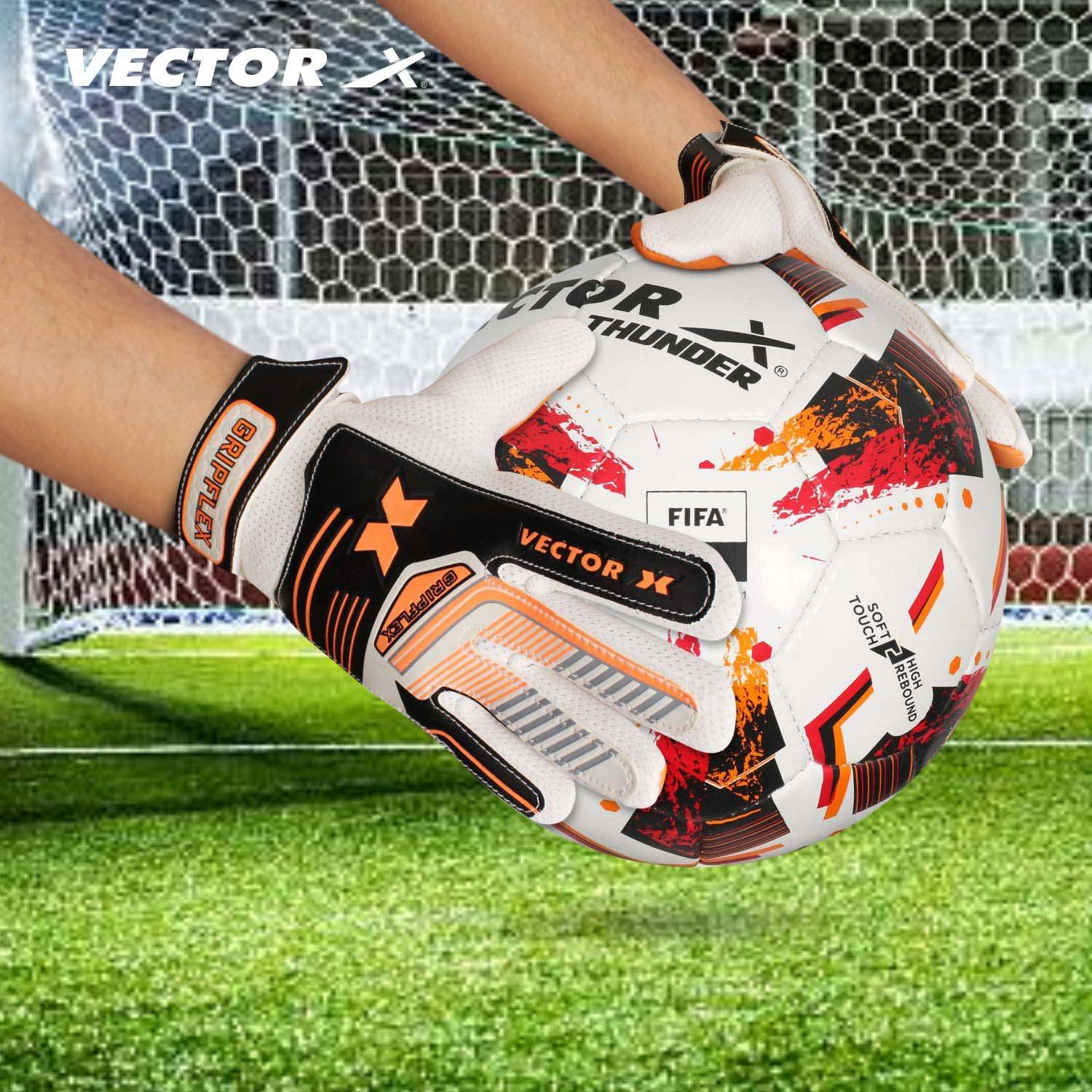 VECTOR X Gripflex Goalkeeping Gloves (White, Black, Orange)
