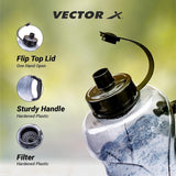 Vector X Stealth Mens Sports Gallon and Protein Shaker and Plastic Water Bottle for Gym (1500ml) (Black)