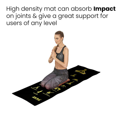 STAG GLOBAL Yoga Mantra Asana Black Mat With Strap, 4MM Thickness