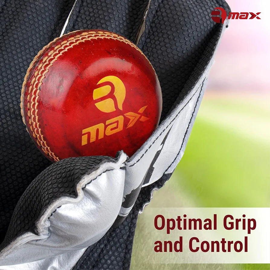 RMAX Rubber & PVC Cricket Wicket Keeping Gloves - Durable Construction, Superior Grip, High-Density Finger Protection, Ergonomic Design for Enhanced Flexibility and Comfort, 
