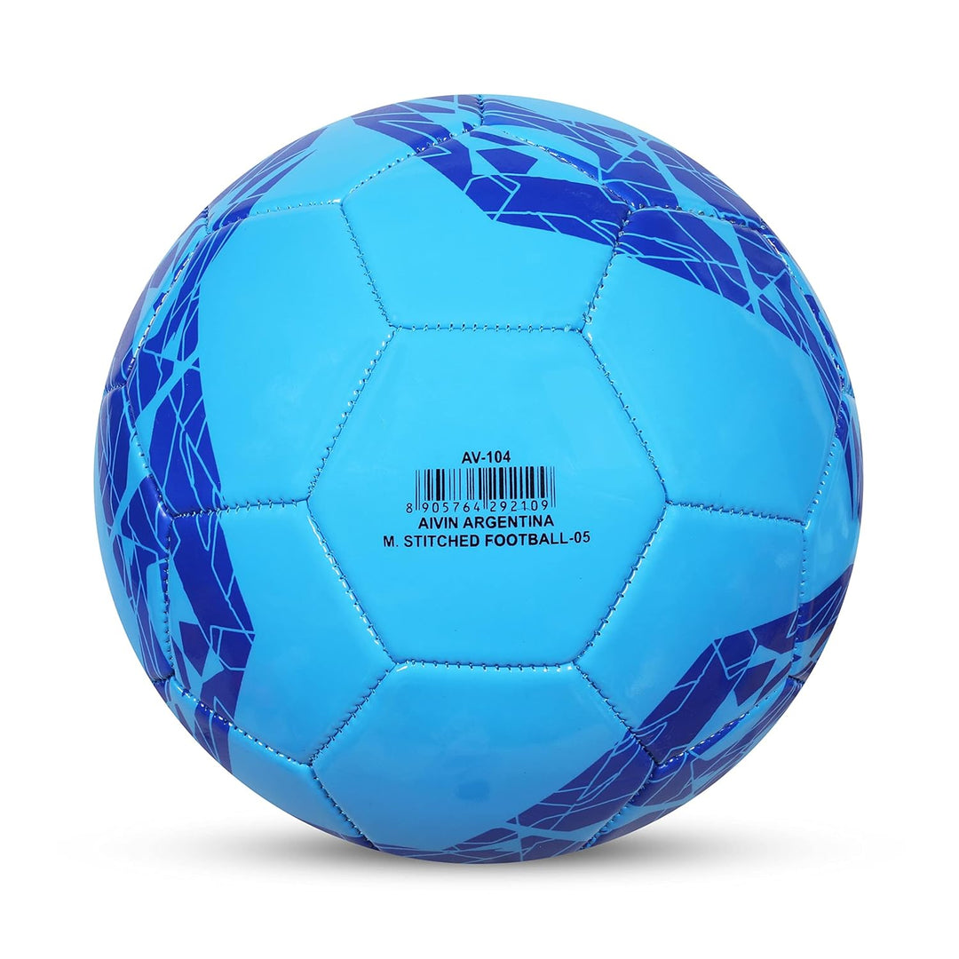Aivin Argentina Machine Stitched Football Game, for Training, Match, Sports, Playing, Outdoor Ball, Durable & Water Resistance Football for Practice, 32 Panel, Size-5 (Blue)
