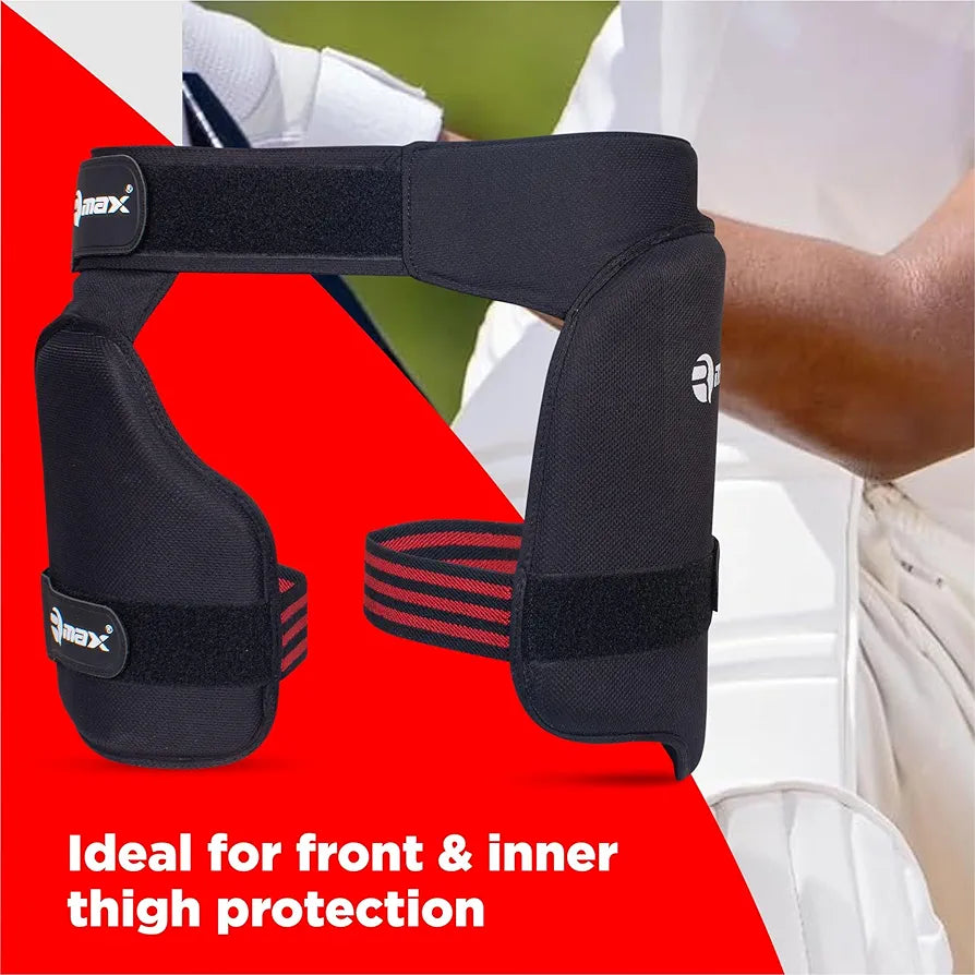 RMAX Professional-Grade Cricket Thigh Pad: Enhanced Comfort, Maximum Protection, Lightweight Design, Adjustable Straps, Sweat-Wicking Fabric, Ideal for Batsmen of All Levels 