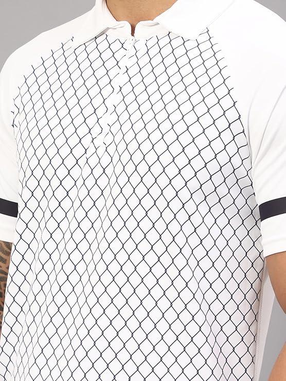 Vector X Mens Sports Wear Polyester Front Printed Collar Neck with Front Zipper Opening Half Sleeves T-shirt For Running, Training, Athletic