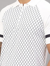 Vector X Mens Sports Wear Polyester Front Printed Collar Neck with Front Zipper Opening Half Sleeves T-shirt For Running, Training, Athletic