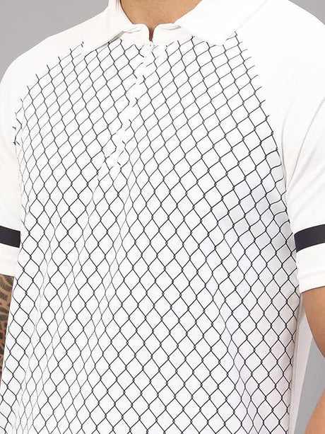 Vector X Mens Sports Wear Polyester Front Printed Collar Neck with Front Zipper Opening Half Sleeves T-shirt For Running, Training, Athletic
