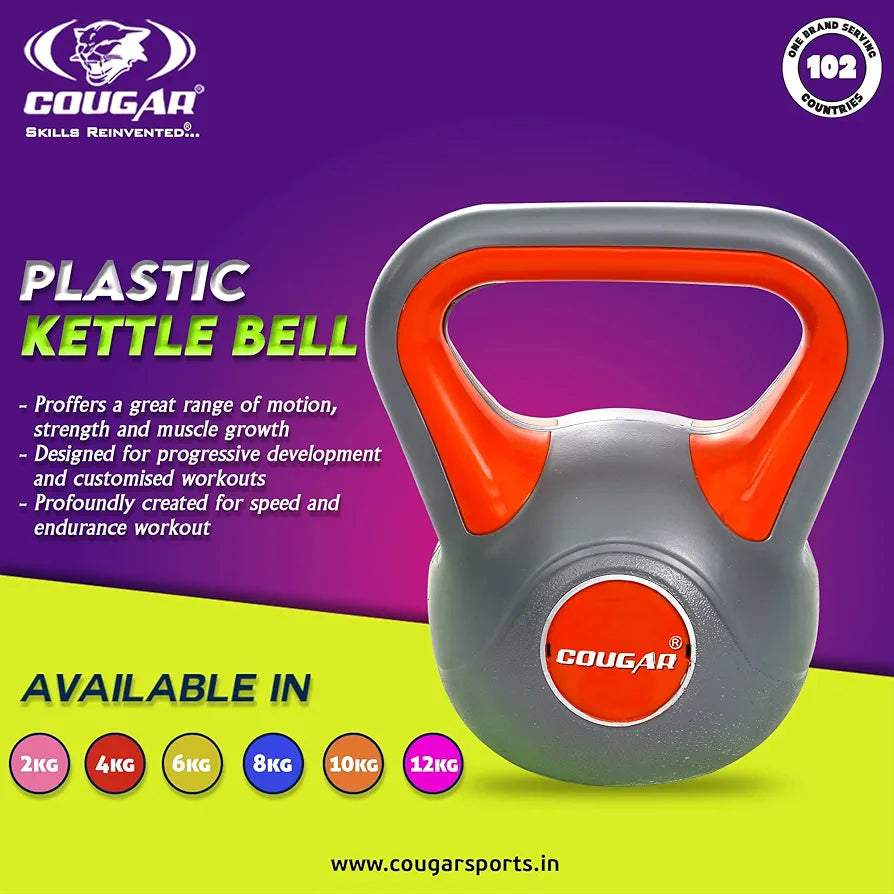 Cougar Plastic Kettlebell for Home Gym, Kettlebells for Strength Training, Fitness & Cardio Training, 4 Kg