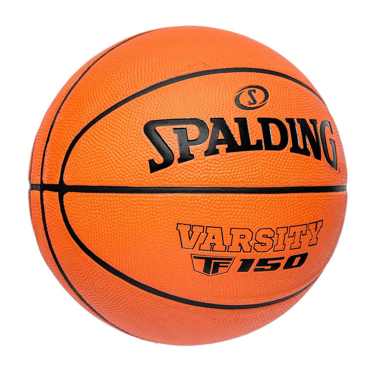 Spalding Varsity TF-150 Rubber Basketball with Free Air Needle (Size-7, Color: Orange), Pack of 1