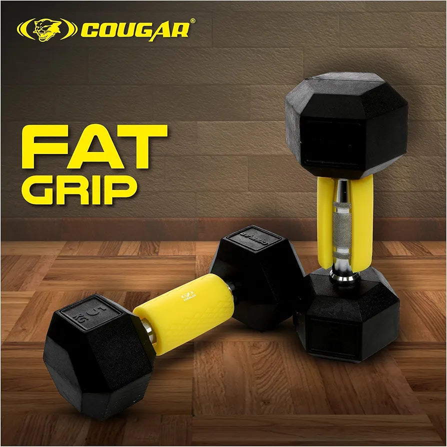 COUGAR Rubber Thick Bar Grips Turns Barbell Hand/Fitness Grip