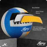 Vector X Legacy 18 Panel Laminated Rubberized Pasted Material Durable & Waterproof Indoor Outdoor, Beach, Pool, Sand Home Play Practice Match Volleyball.