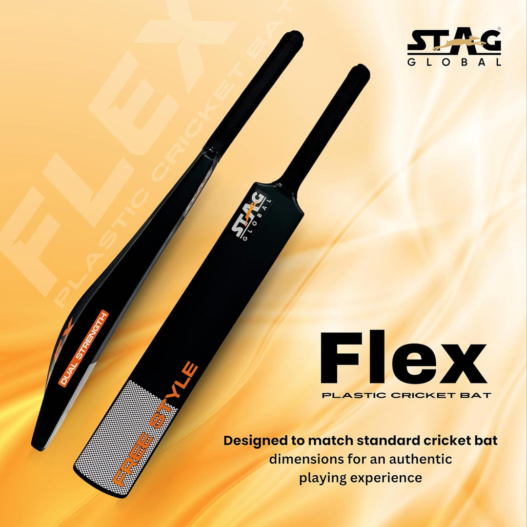 STAG GLOBAL Full-Size Plastic Flex Cricket Bat | Lightweight, Durable & Easy-to-Handle for Tennis Ball Cricket
