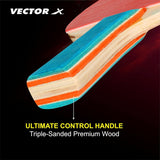 VECTOR X Wooden TT Set Red, Black Table Tennis Racquet Set Multicolor Table Tennis Racquet (Pack of: 2, 190 g)